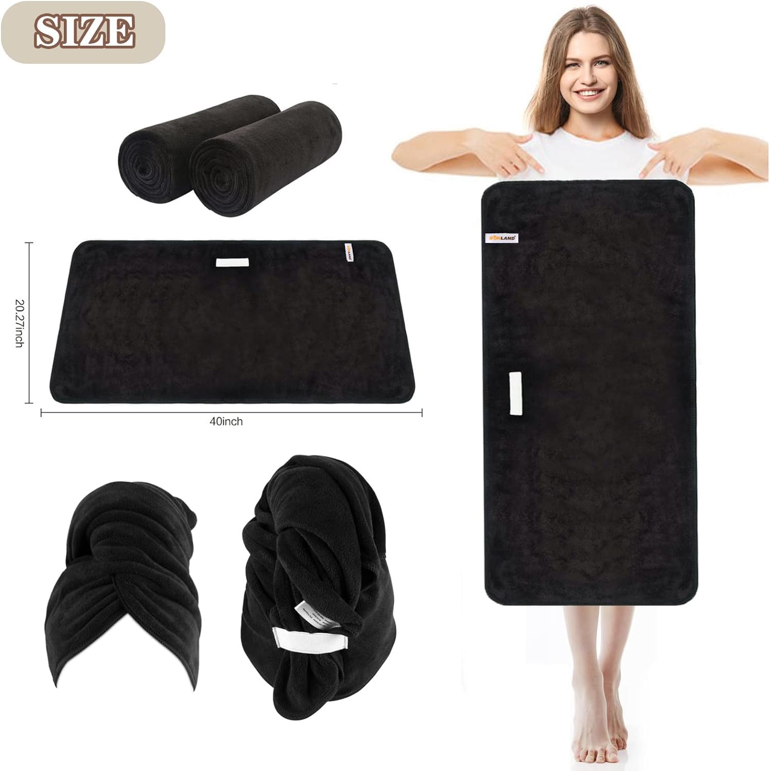 SUNLAND Microfiber Hair Drying Towel 2 Pack Super Absorbent Quick Dry Magic Hair Turban for Drying Long Hair Soft and Large 20 i